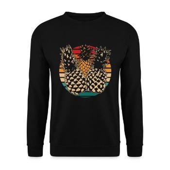 Summer Holiday Gift Fruit Tropical Pineapple - Unisex Sweatshirt - black - Front - Alina (178cm) & Michal (187cm)