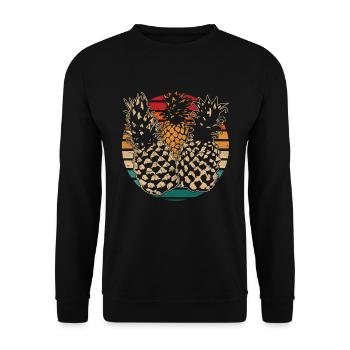 Summer Fruit Tropical Fruit Pineapple - Unisex Sweatshirt - black - Front - Alina (178cm) & Michal (187cm)