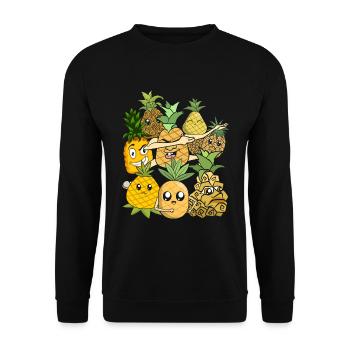 Summer Holiday Gift Fruit Tropical Pineapple - Unisex Sweatshirt - black - Front - Alina (178cm) & Michal (187cm)