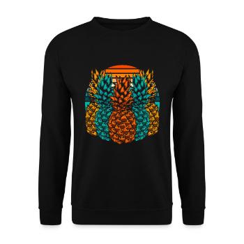 Summer Holiday Gift Fruit Tropical Pineapple - Unisex Sweatshirt - black - Front - Alina (178cm) & Michal (187cm)