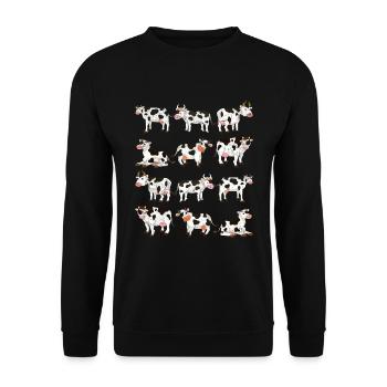 Kuh - Unisex Pullover - Schwarz - Vorne - Alina (178cm) & Michal (187cm)
