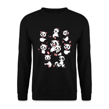 Pandabär - Unisex Pullover - Schwarz - Vorne - Alina (178cm) & Michal (187cm)
