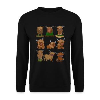 Scottish Highland Cattle - Unisex Sweatshirt - black - Front - Alina (178cm) & Michal (187cm)