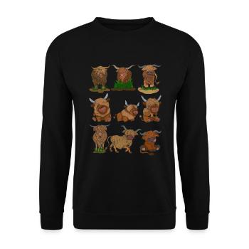 Scottish Highland Cattle - Unisex Sweatshirt - black - Front - Alina (178cm) & Michal (187cm)