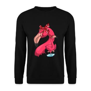 Rosa Flamingo - Unisex Pullover - Schwarz - Vorne - Alina (178cm) & Michal (187cm)