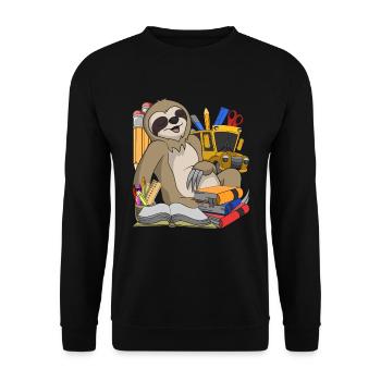 School Animal Motif Gift School Beginners Sloth - Unisex Sweatshirt - black - Front - Alina (178cm) & Michal (187cm)