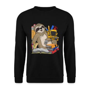 Enrolment Animal Gift Primary School Sloth - Unisex Sweatshirt - black - Front - Alina (178cm) & Michal (187cm)
