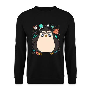 School Animal Motif Gift School Beginners Penguin - Unisex Sweatshirt - black - Front - Alina (178cm) & Michal (187cm)