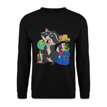 Enrolment Animal Gift Primary School Raccoon - Unisex Sweatshirt - black - Front - Alina (178cm) & Michal (187cm)