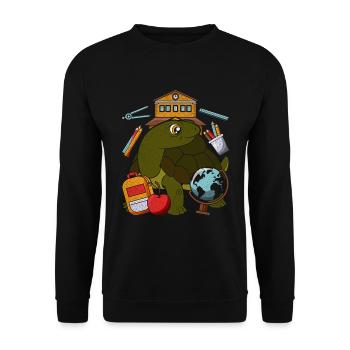 Enrolment Animal Gift Primary School Turtle - Unisex Sweatshirt - black - Front - Alina (178cm) & Michal (187cm)