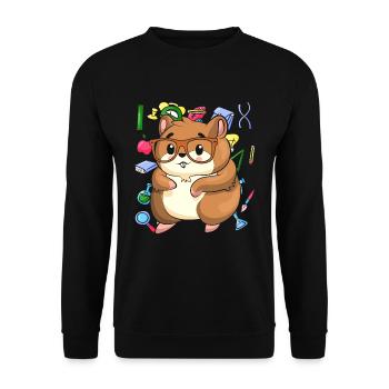 School Animal Motif Gift School Beginners Hamster - Unisex Sweatshirt - black - Front - Alina (178cm) & Michal (187cm)