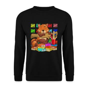 Enrolment Animal Gift Primary School Red Panda - Unisex Sweatshirt - black - Front - Alina (178cm) & Michal (187cm)