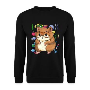 Enrolment Animal Gift Primary School Hamster - Unisex Sweatshirt - black - Front - Alina (178cm) & Michal (187cm)