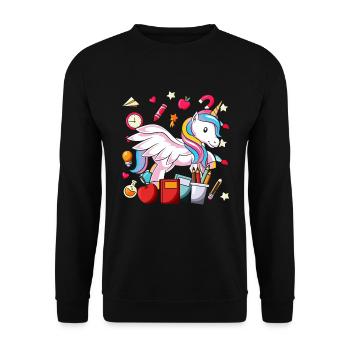 Ecole Motif Motif Ecole Ecole Débutants Licorne - Sweat-shirt Unisexe - noir - Devant - Alina (178cm) & Michal (187cm)