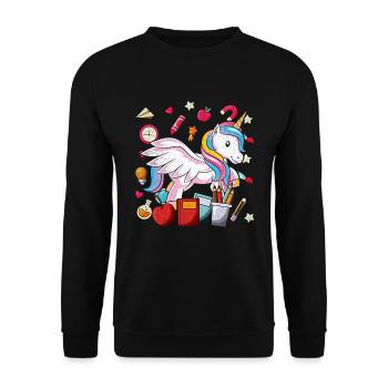 Enrolment Animal Gift Primary School Einhorn - Unisex Sweatshirt - black - Front - Alina (178cm) & Michal (187cm)