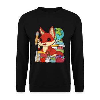 Enrolment Animal Gift Primary School Fuchs - Unisex Sweatshirt - black - Front - Alina (178cm) & Michal (187cm)