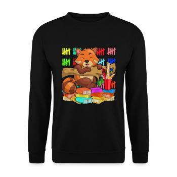 School Animal Gift School Beginners Red Panda - Unisex Sweatshirt - black - Front - Alina (178cm) & Michal (187cm)