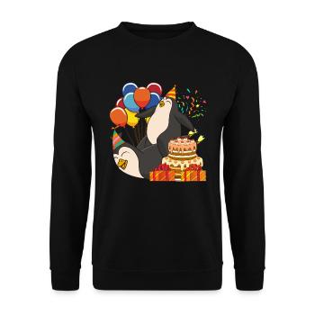 Cadeau de fête d’anniversaire Animal Penguin - Sweat-shirt Unisexe - noir - Devant - Alina (178cm) & Michal (187cm)