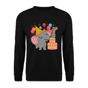Cadeau de fête d’anniversaire Animal Elephant - Sweat-shirt Unisexe - noir - Devant - Alina (178cm) & Michal (187cm)