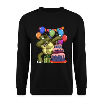 Birthday Party Gift Animal Dabbing Turtle - Unisex Sweatshirt - black - Front - Alina (178cm) & Michal (187cm)