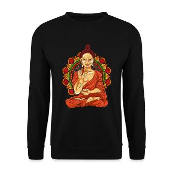 Mandala Bouddha Cadeau Bouddhisme Bouddha - Sweat-shirt Unisexe - noir - Devant - Alina (178cm) & Michal (187cm)