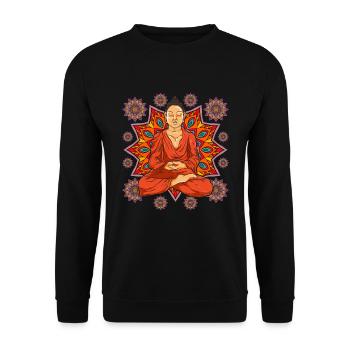 Buddhist Geschenk Spiritualität Mandala Buddha - Unisex Pullover - Schwarz - Vorne - Alina (178cm) & Michal (187cm)