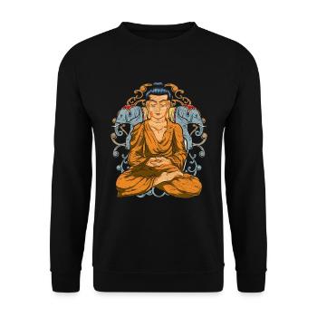 Indien Elefanten Buddhist Geschenkidee Buddha - Unisex Pullover - Schwarz - Vorne - Alina (178cm) & Michal (187cm)