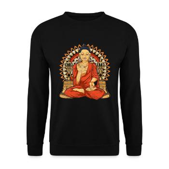 Spiritualität Meditation Buddhist Mandala Buddha - Unisex Pullover - Schwarz - Vorne - Alina (178cm) & Michal (187cm)