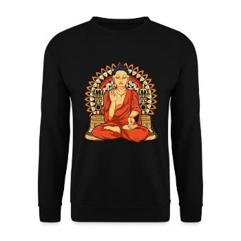 Buddhist Mandala Meditation Yoga Geschenk Buddha - Unisex Pullover - Schwarz - Vorne - Alina (178cm) & Michal (187cm)
