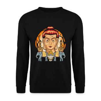 Indien Buddhismus Elefanten Yoga Geschenk Buddha - Unisex Pullover - Schwarz - Vorne - Alina (178cm) & Michal (187cm)