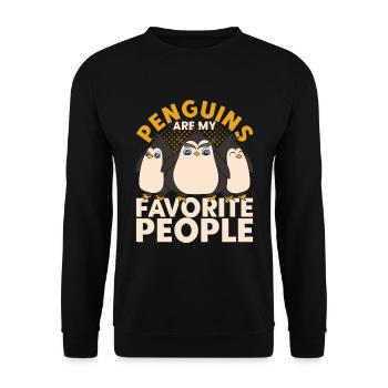 Lustige Geschenkidee Tiermotiv Pinguin - Unisex Pullover - Schwarz - Vorne - Alina (178cm) & Michal (187cm)