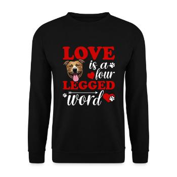 Staffordshire Terrier Liebe Vierbeiner Wort - Unisex Pullover - Schwarz - Vorne - Alina (178cm) & Michal (187cm)