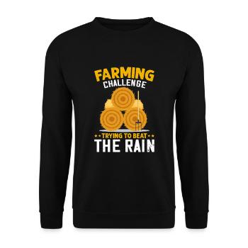 Farming Challenge To Beat Rain Lustige Bauernhof - Unisex Pullover - Schwarz - Vorne - Alina (178cm) & Michal (187cm)