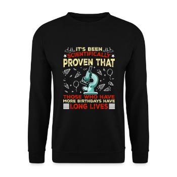 Mehr Geburtstage Langes Leben Wissenschaftler - Unisex Pullover - Schwarz - Vorne - Alina (178cm) & Michal (187cm)