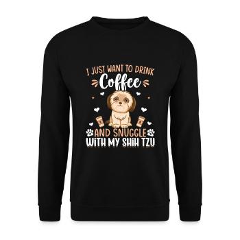 Drink Coffee And Cuddle With Shih Tzu - Unisex Sweatshirt - black - Front - Alina (178cm) & Michal (187cm)