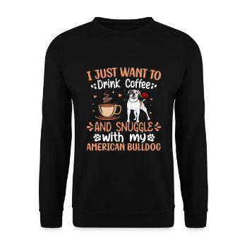 Kaffee Trinken Kuscheln Mit Amerikanischer - Unisex Pullover - Schwarz - Vorne - Alina (178cm) & Michal (187cm)