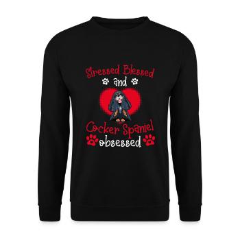 Blessed Cocker Spaniel Obsessed Funny - Unisex Sweatshirt - black - Front - Alina (178cm) & Michal (187cm)