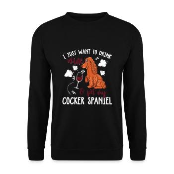 Boisson au vin et cocker épagneul - Sweat-shirt Unisexe - noir - Devant - Alina (178cm) & Michal (187cm)