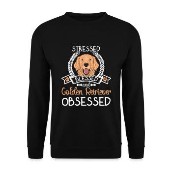Bienheureux Golden Retriever Obsédé Drôle - Sweat-shirt Unisexe - noir - Devant - Alina (178cm) & Michal (187cm)