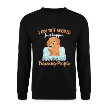 Pudel Ich Bin Nicht Verwöhnt Lustige Hundehalter - Unisex Pullover - Schwarz - Vorne - Alina (178cm) & Michal (187cm)