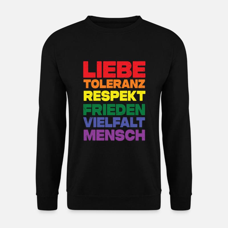 Liebe Toleranz Respekt Frieden Vielfalt Mensch - Unisex Pullover - Schwarz