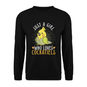 Niedlicher Vogel Mädchen Geschenk Nymphensittich - Unisex Pullover - Schwarz - Vorne - Alina (178cm) & Michal (187cm)
