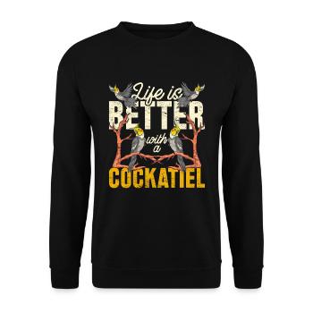 Parrot Pet Bird Gift Cockatiel - Unisex Sweatshirt - black - Front - Alina (178cm) & Michal (187cm)