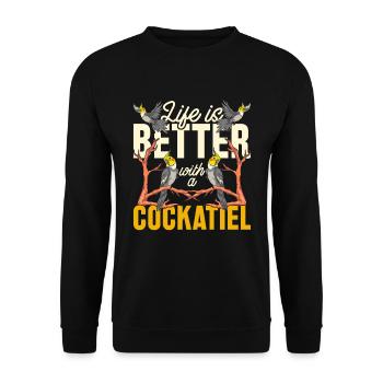 Bird Pet Gift Idea Animals Cockatiel - Unisex Sweatshirt - black - Front - Alina (178cm) & Michal (187cm)