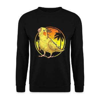 Tropischer Vogel Sommer Geschenk Nymphensittich - Unisex Pullover - Schwarz - Vorne - Alina (178cm) & Michal (187cm)