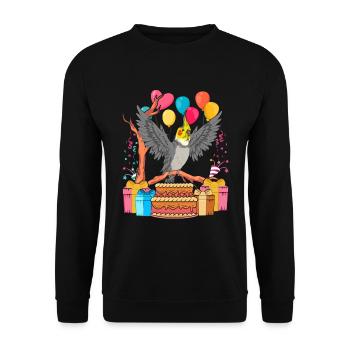Birthday Gift Parrot Bird Cockatiel - Unisex Sweatshirt - black - Front - Alina (178cm) & Michal (187cm)