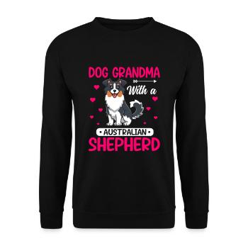 Hund Oma Mit Australian Shepherd Lustige - Unisex Pullover - Schwarz - Vorne - Alina (178cm) & Michal (187cm)