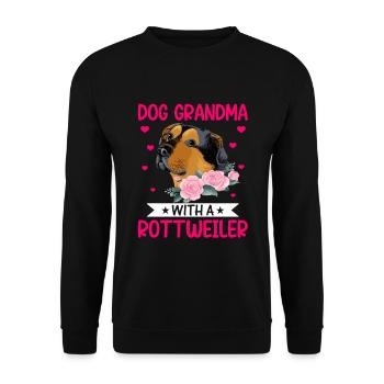Grand-mère de chien avec Rottweiler Drôles de propriétaires de chiens - Sweat-shirt Unisexe - noir - Devant - Alina (178cm) & Michal (187cm)