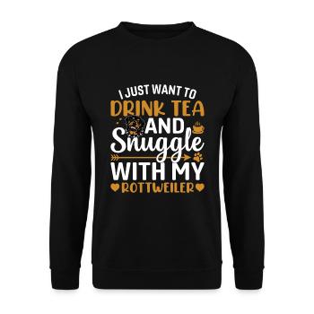 Buvez du thé et câlinez-vous avec Rottweiler - Sweat-shirt Unisexe - noir - Devant - Alina (178cm) & Michal (187cm)