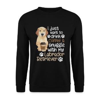 Boisson au café Câlin Labrador Retriever - Sweat-shirt Unisexe - noir - Devant - Alina (178cm) & Michal (187cm)
